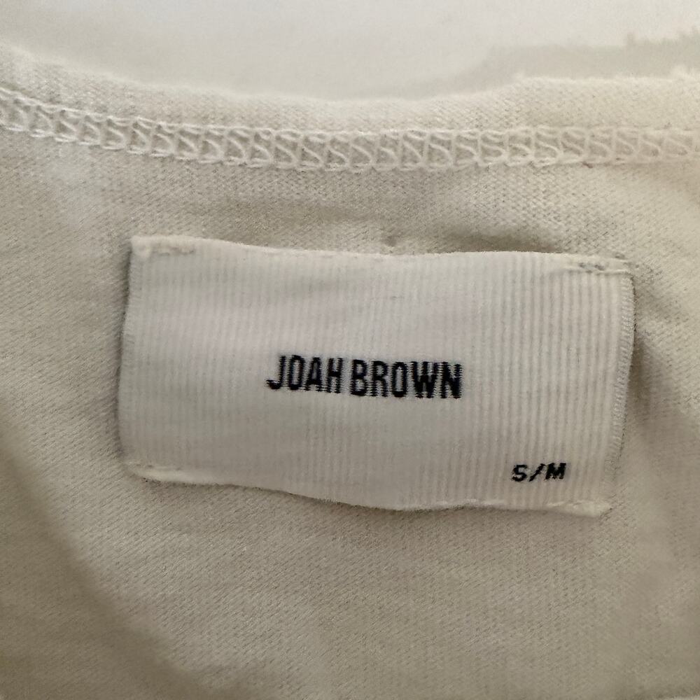 Joah Brown The Sporty Crop Tank Top Cream Raw Edge Cotton Made in USA S/M NWT - Picture 5 of 8